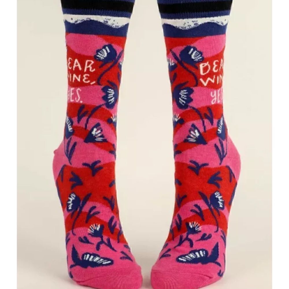 Blue Q women’s cotton crew socks - Dear Wine Yes!